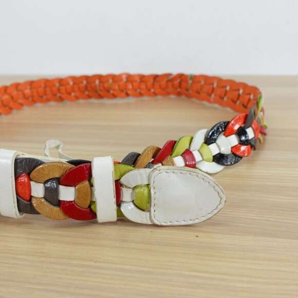 VINTAGE DOLCE DONNA Belt Womens Medium Braided Leather Italian Boho Y2K ITALY - Picture 2 of 14